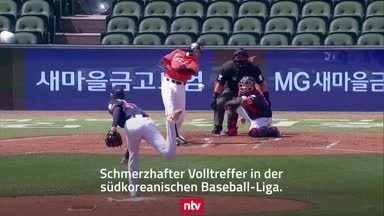 Volltreffer! Pitcher böse am Kopf erwischt