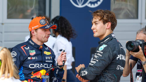 Kamen sich 2024 in die Quere: Max Verstappen und George Russell