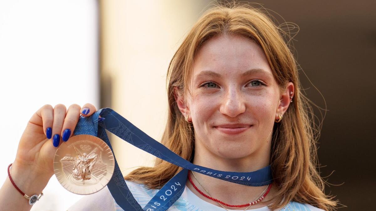 Ana Barbosu freut sich über ihre olympische Bronzemedaille