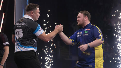 Respekt unter Darts-Kollegen: Gerwyn Price (l.) und Luke Littler (r.)