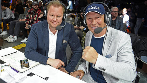 Tobias Drews (hier mit Axel Schulz) kommentierte für RTL jahrelang die Kämpfe der Klitschko-Brüder