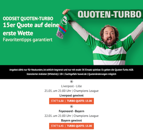 ODDSET Boost auf Bayern und Liverpool, 21.1.25