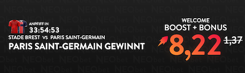 NEO.bet Boost auf PSG in der CL, 11.2.