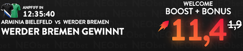 NEO.bet Boost auf Bremen, 25.2.